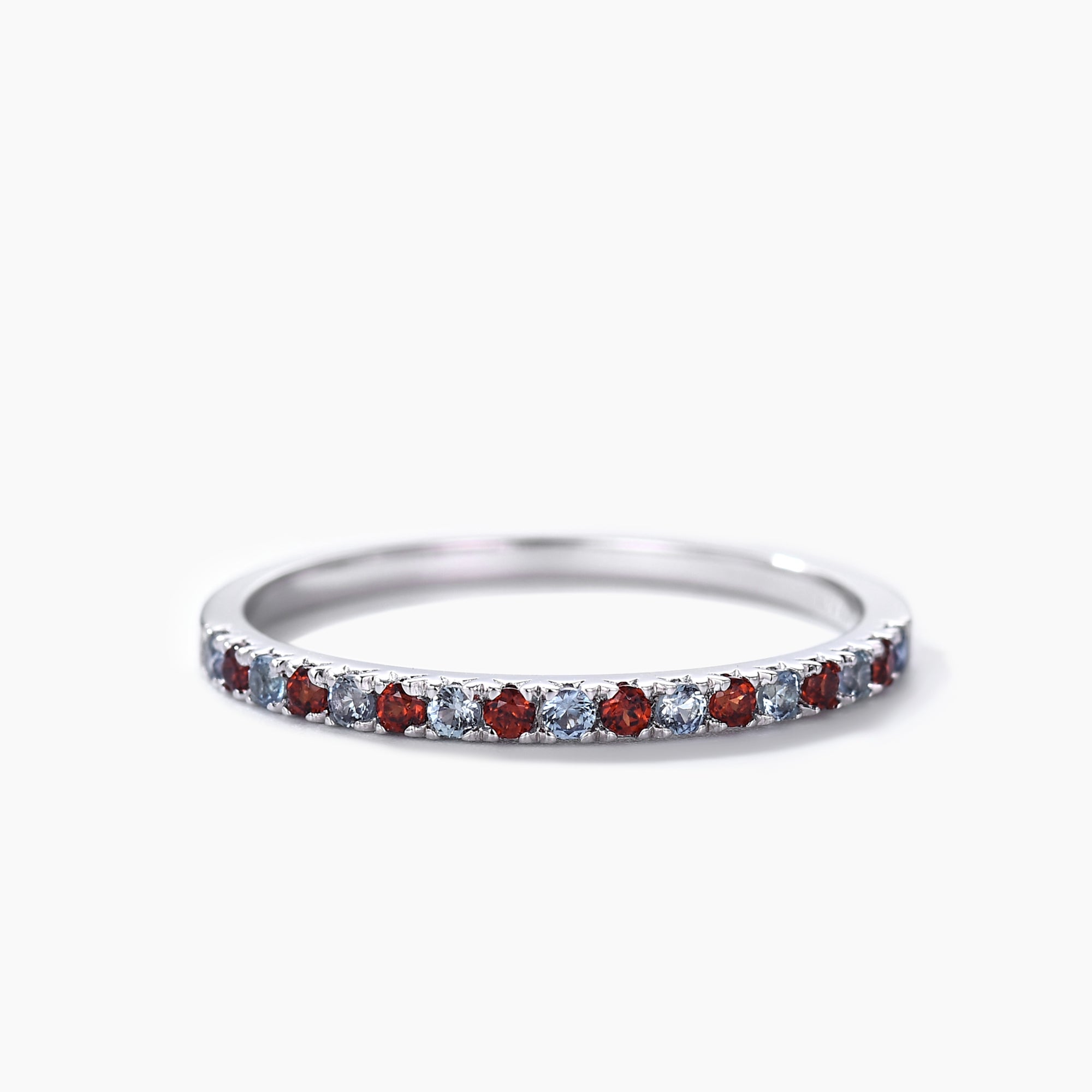 Alexandrite Garnet Wedding Band - 1.5mm Half Eternity Stackable Ring for Women | Perfect for Engagement, Anniversary & Everyday Stacking Jewelry