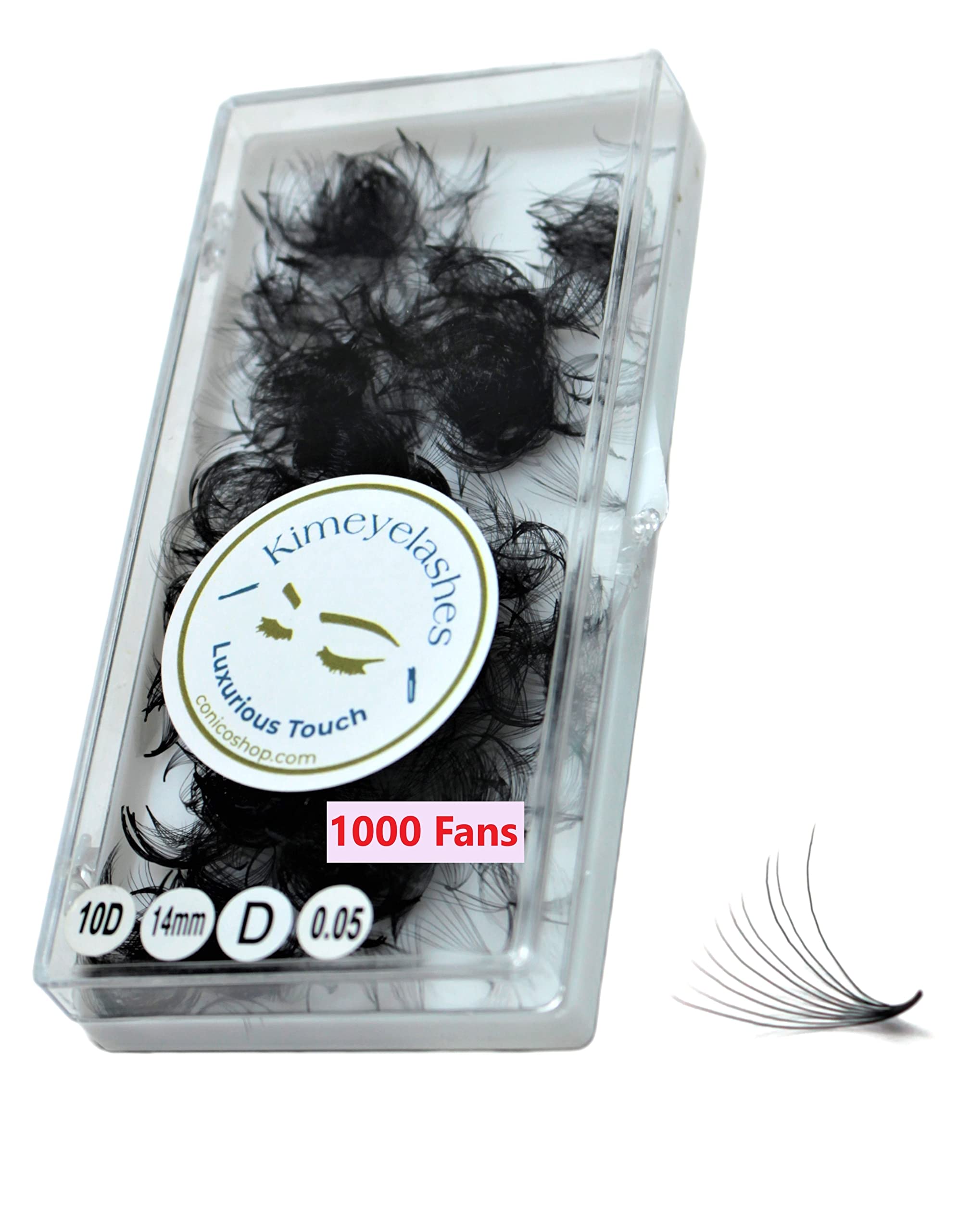 10D 0.05 C & D Curl 1000 Pcs Premade Volume Eyelash Fans - Handmade Russian Volume Lash Extensions Supplies for Professional Use (12mm) - Perfect for Salon, Bridal & Party Makeup Looks
