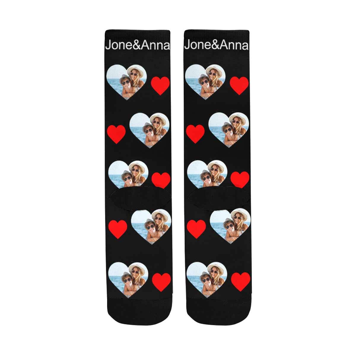 Custom Personalized Pet Face Socks - Heart Print Crew Socks with 2 Photos for Men & Women - Perfect Gift for Pet Lovers, Couples & Family - Great for Holidays, Birthdays & Everyday Wear