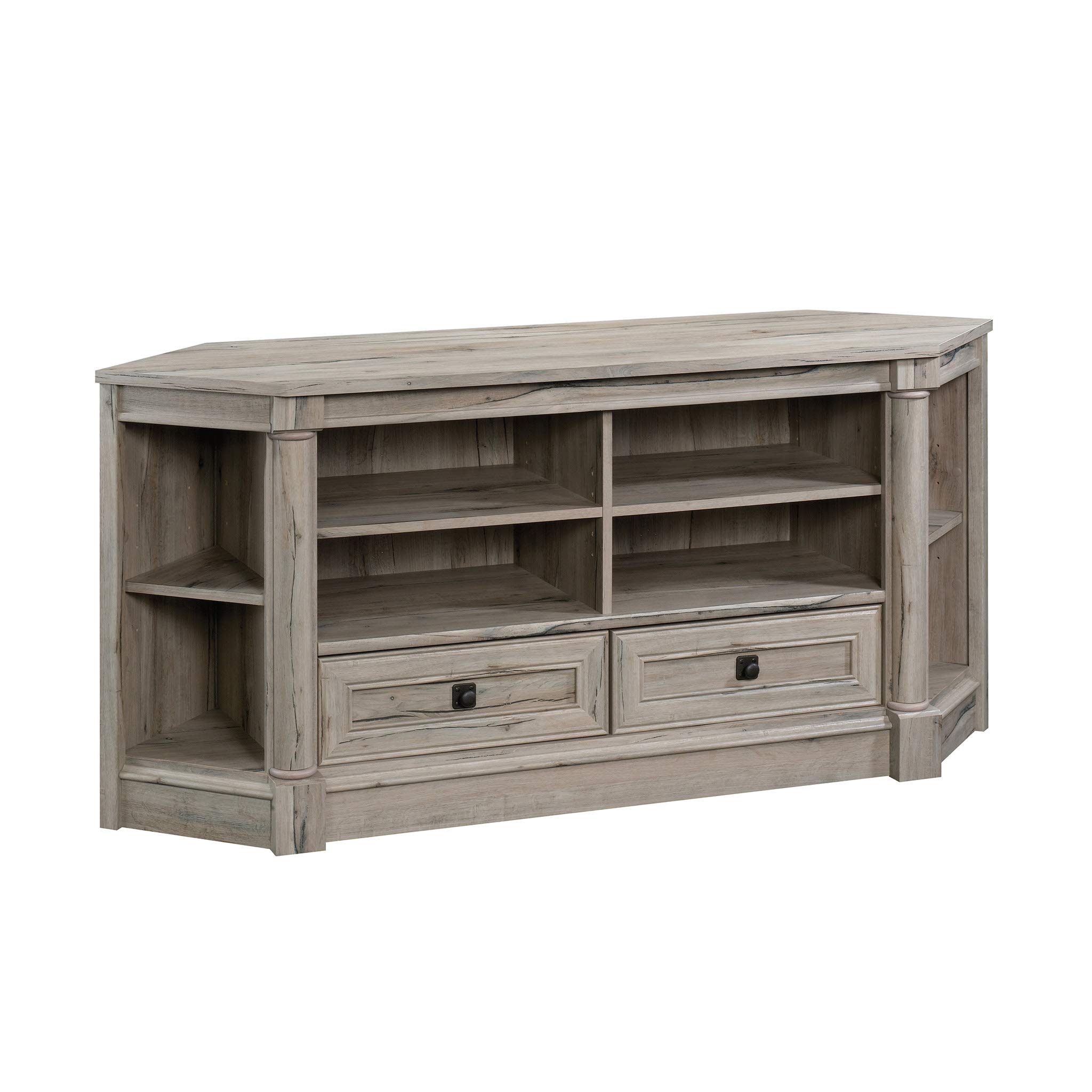 Sauder Palladia Corner TV Stand Console Entertainment Credenza in Split Oak Finish - Stylish Media Storage for Living Room, Bedroom & Home Theater