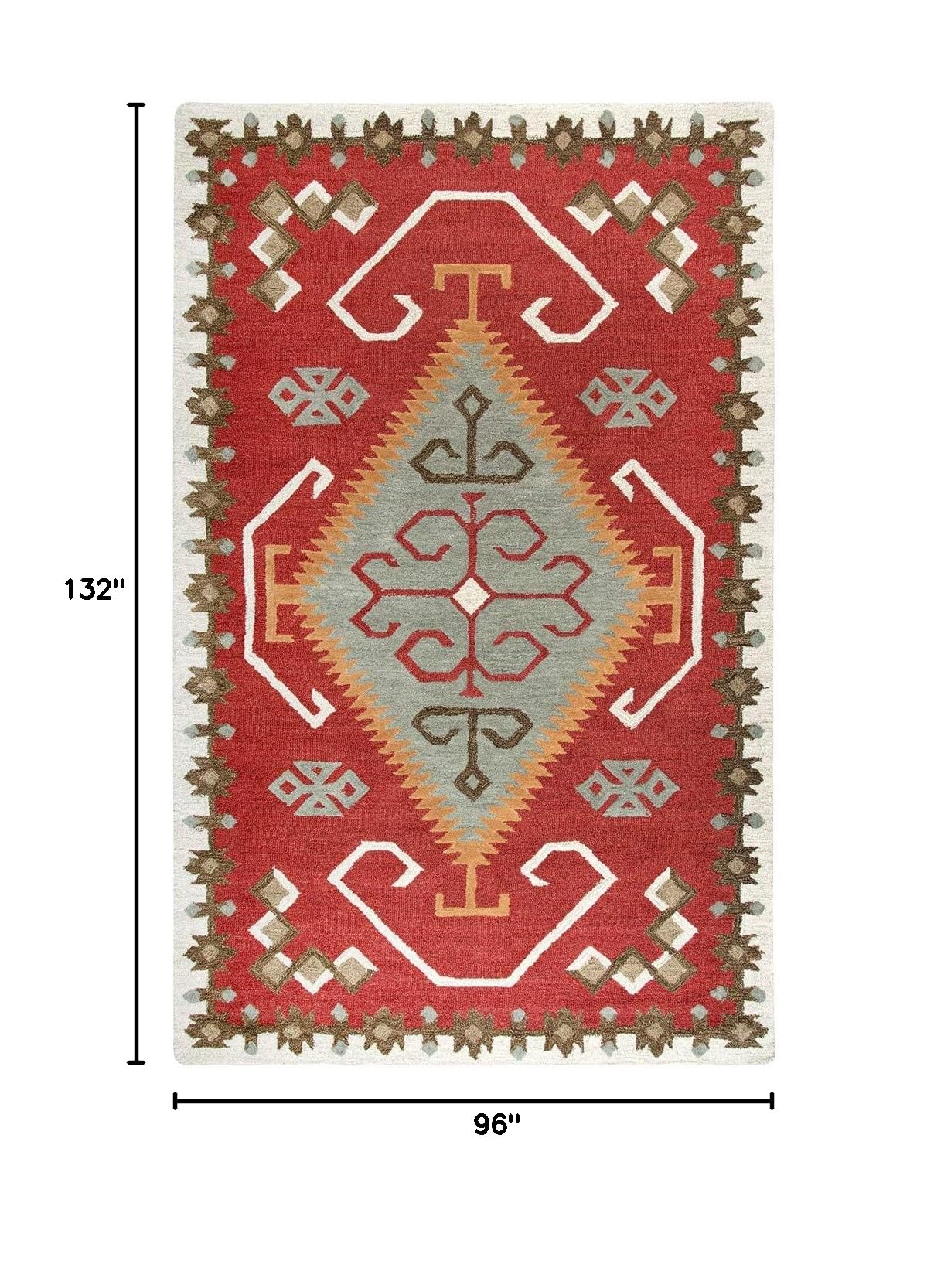 Durango Red 8' x 11' Hand-Tufted Wool Rug - Soft & Durable Area Rug for Living Room, Bedroom, or Office Decor
