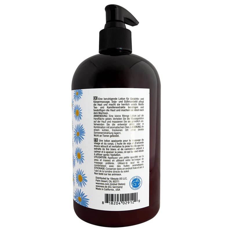 Natural Botanical Soothing Massage Lotion with Chamomile & White Tea - 16 fl oz (480ml) for Relaxation, Aromatherapy & Skin Hydration | Perfect for Spa, Home Massage & Self-Care Routines
