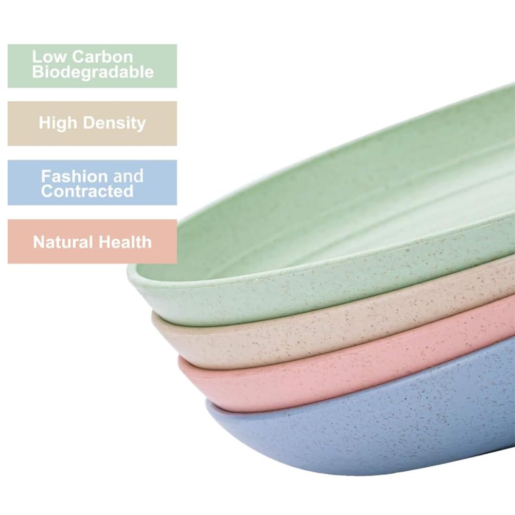 9 Inch Unbreakable Wheat Straw Dinner Plates - BPA Free, Dishwasher Safe, Reusable Plastic Plates for Cereal, Salad & Kids Meals | Perfect for Kitchen, Camping, Picnics & Outdoor Dining