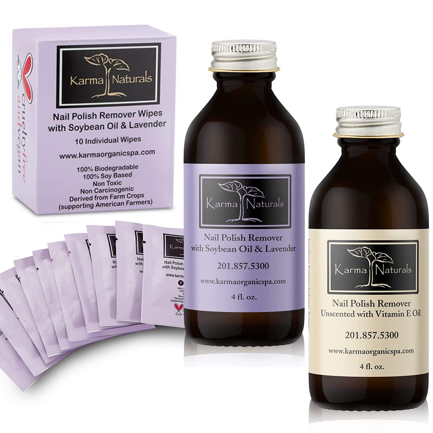 Unscented Nail Polish Remover with Wipes | Gentle Lavender Formula | At-Home Manicure & Nail Care Essential