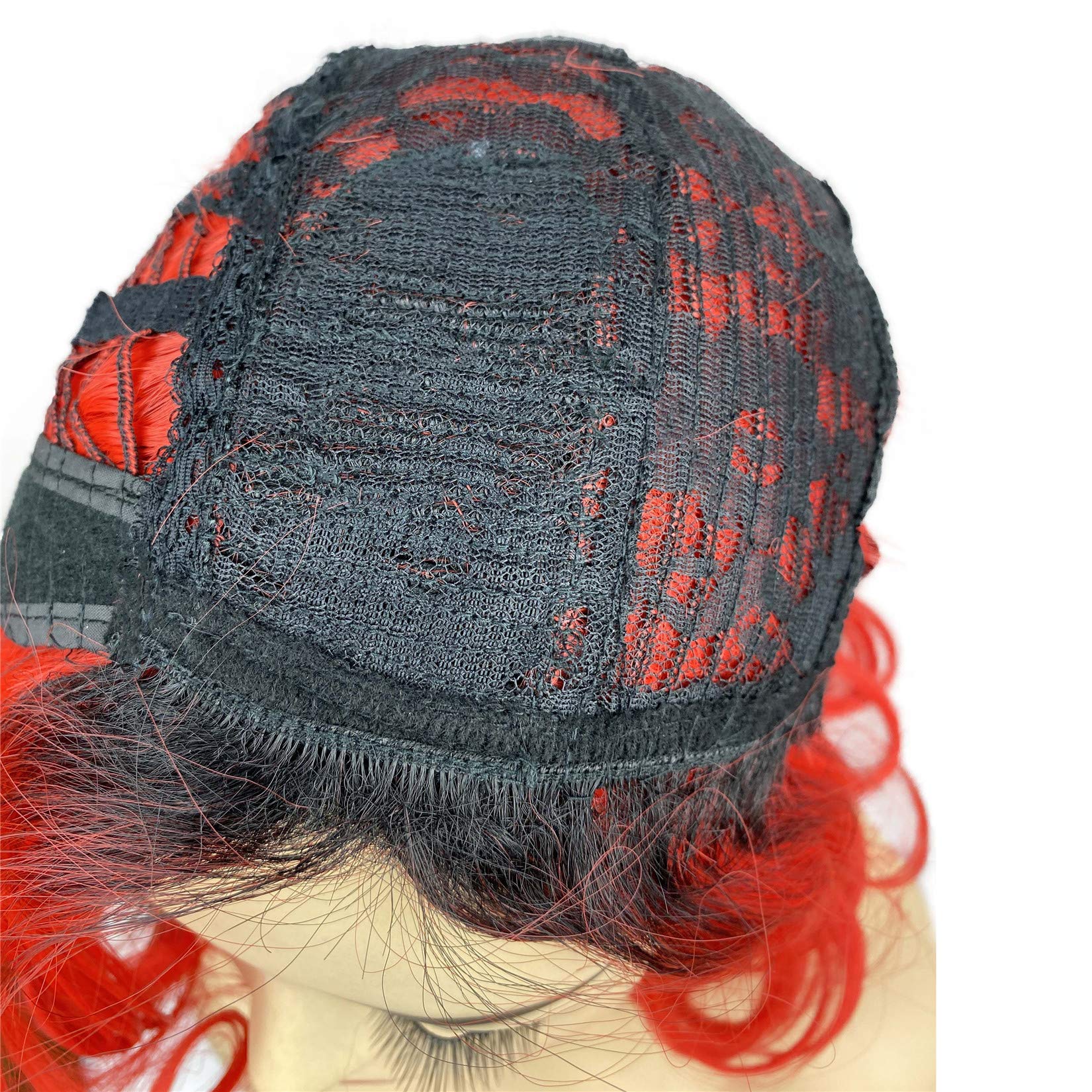 Aimole Short Red Wigs with Black Roots - Body Wave Synthetic Wig for Women - Heat Resistant & Natural Looking - Perfect for Cosplay, Halloween, Costume Parties & Daily Fashion