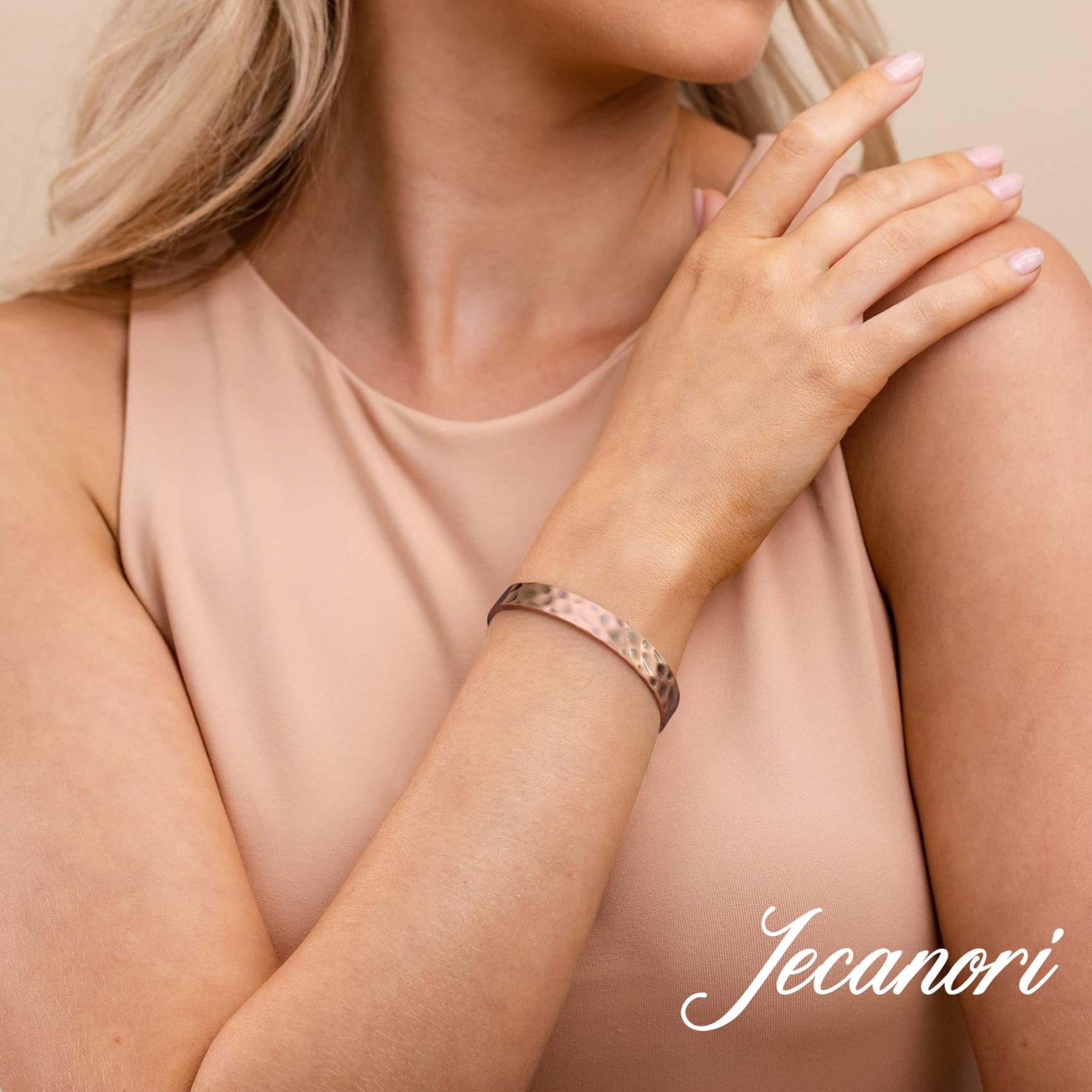 Jecanori 2Pcs Magnetic Copper Bracelets for Women - 100% Pure Copper Cuff Bangle with 3500 Gauss Magnets for Pain Relief & Circulation | Elegant Mother's Day Jewelry Gift for Her | Perfect for Arthritis Relief, Daily Wear & Special Occasions