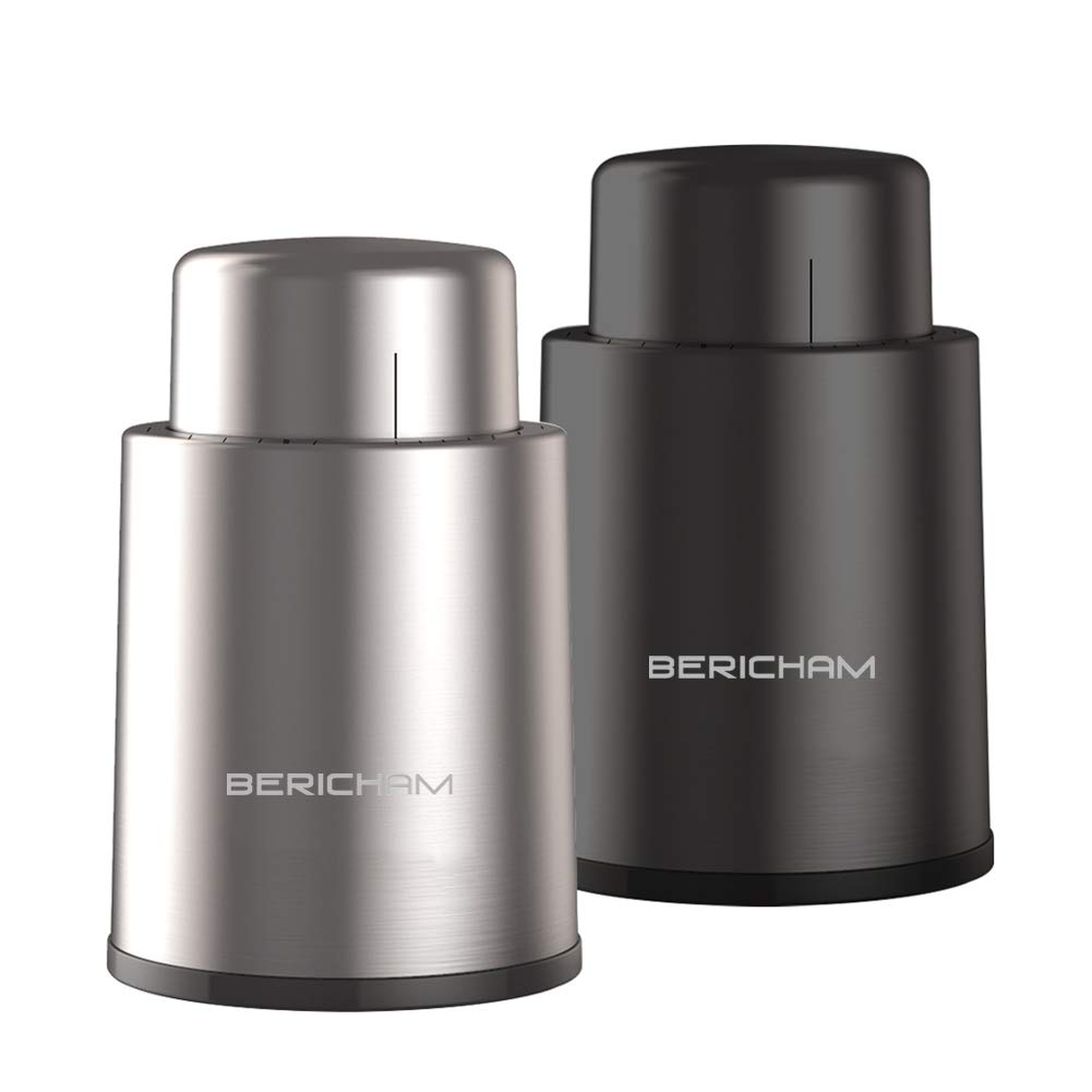 Premium Vacuum Wine Stoppers with Time Scale - 2 Pack Stainless Steel & ABS Wine Preserver Corks | Leakproof Wine Sealer for Champagne, Red & White Wine | Keeps Wine Fresh for 7 Days | Ideal Gift for Wine Lovers | Perfect for Parties, Home Bars & Restaurants