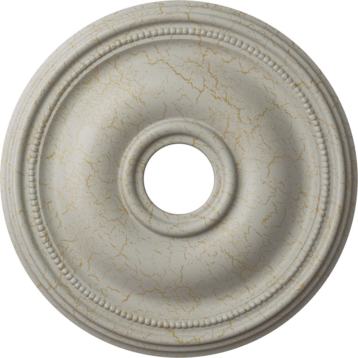 Ekena Millwork CM18BRPCC 18-Inch Bradford Ceiling Medallion - Hand-Painted Pot of Cream Crackle Finish - 18 1/8
