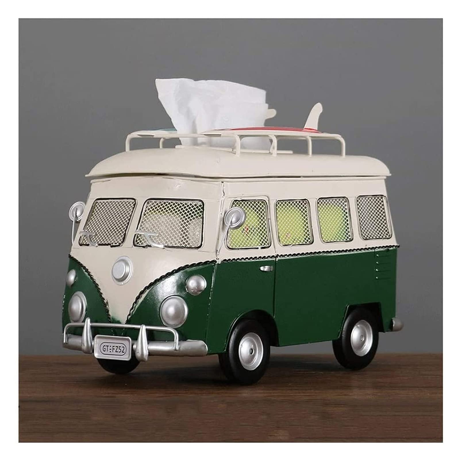 LumeCube Creative Retro Bus Metal Tissue Box Cover - Green Tissue Box Holder for Living Room, Bedroom, Study | Vintage Style Home Decor & Gift Idea