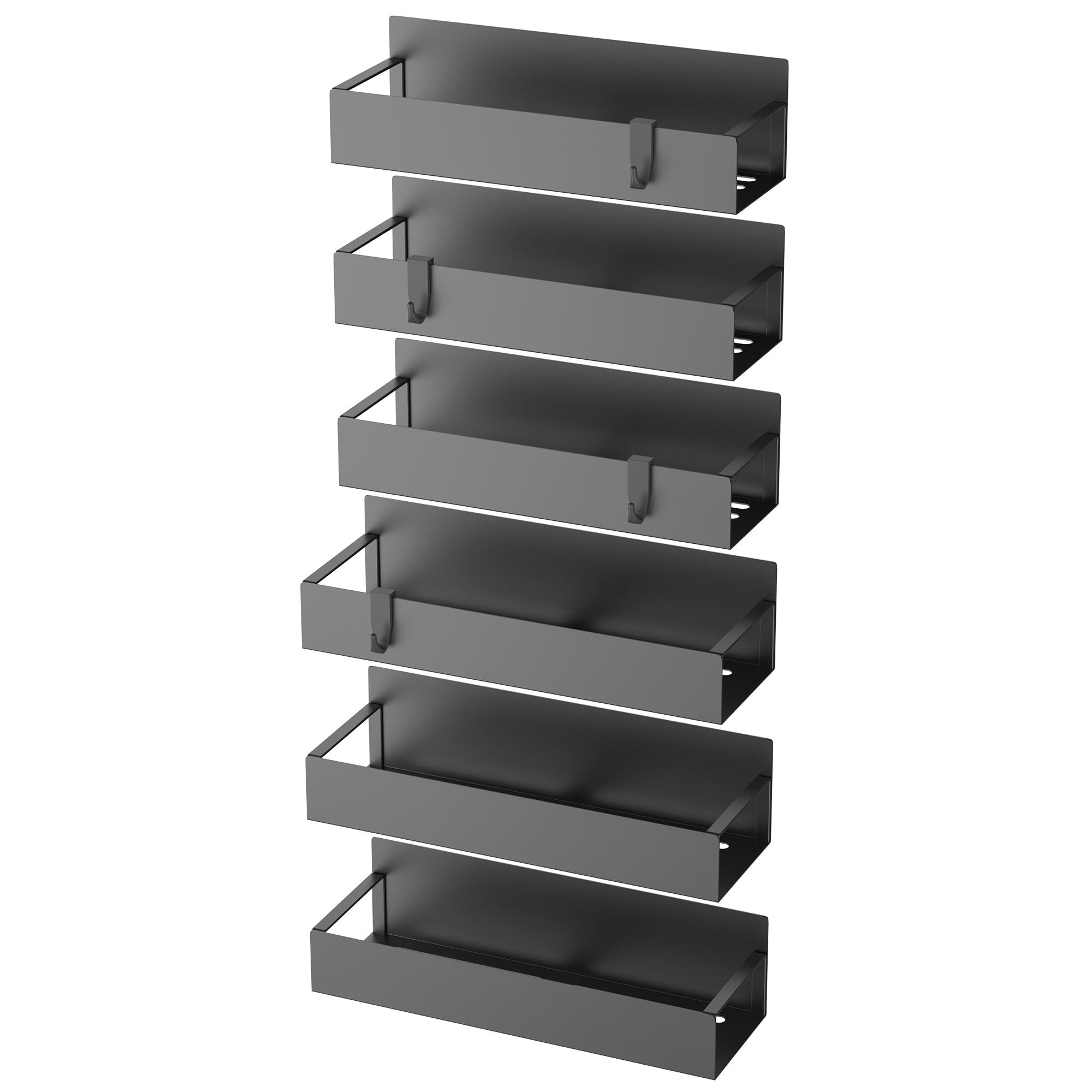 6 Pack Magnetic Spice Rack Organizer for Refrigerator & Oven - Space Saving Black Fridge Storage Solution for Kitchen, Pantry & Spice Organization