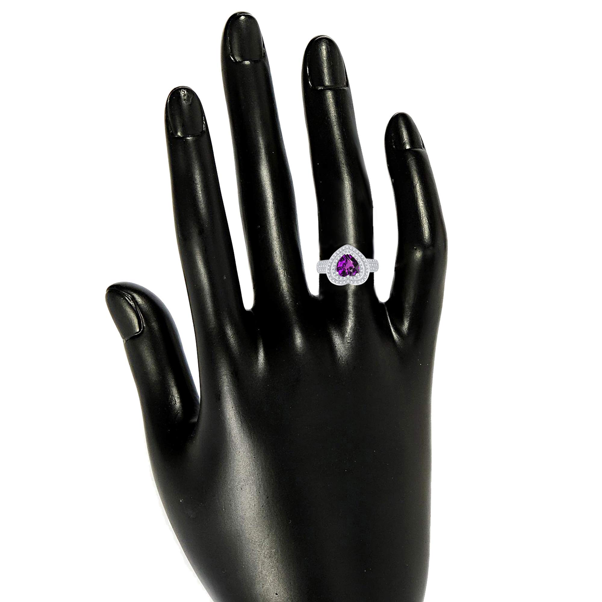 925 Sterling Silver Heart Halo Ring with White Topaz & Gemstone Options - Perfect for Valentine's Day Gifts, Anniversary Presents & Romantic Occasions