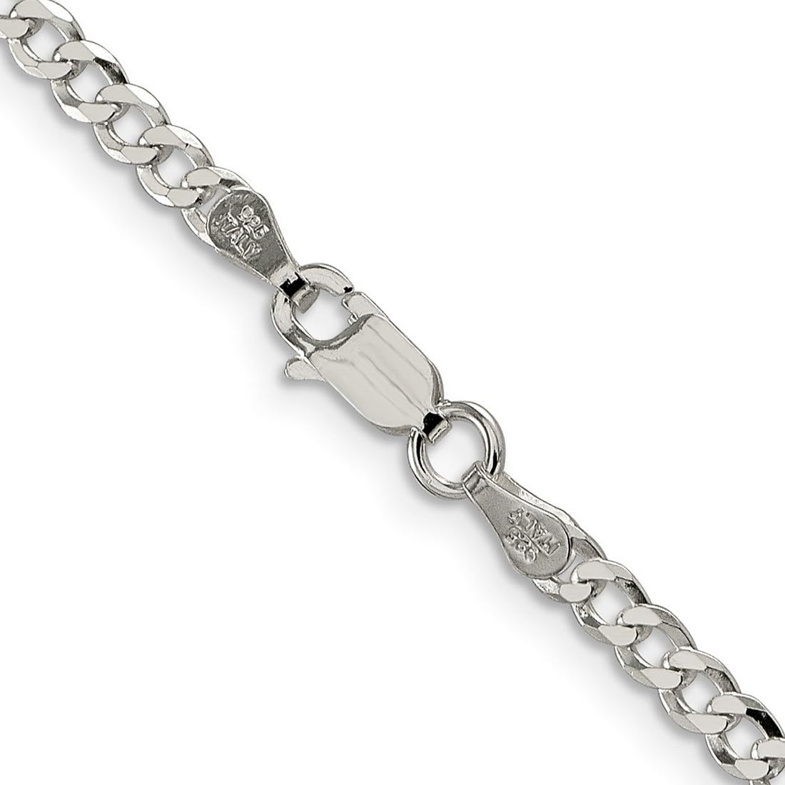 925 Sterling Silver Beveled Curb Chain Necklace for Women & Men - Adjustable Lengths 14