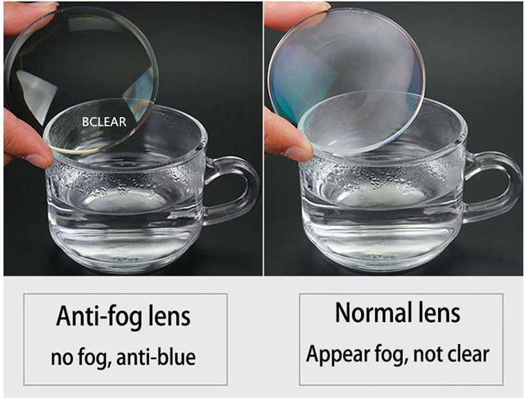 BCLEAR 1.56 Index Aspherical Anti-Fog & Anti-Blue Light Clear Myopic Lenses - Perfect for Computer Work, Gaming, and Daily Eye Protection