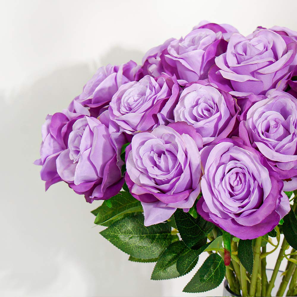 10PCS Realistic Artificial Silk Roses with Stems - Long Stem Fake Roses Bouquet for Valentine's Day, Wedding, Home Decor - Perfect for Centerpieces, Table Arrangements, and Romantic Gift Giving