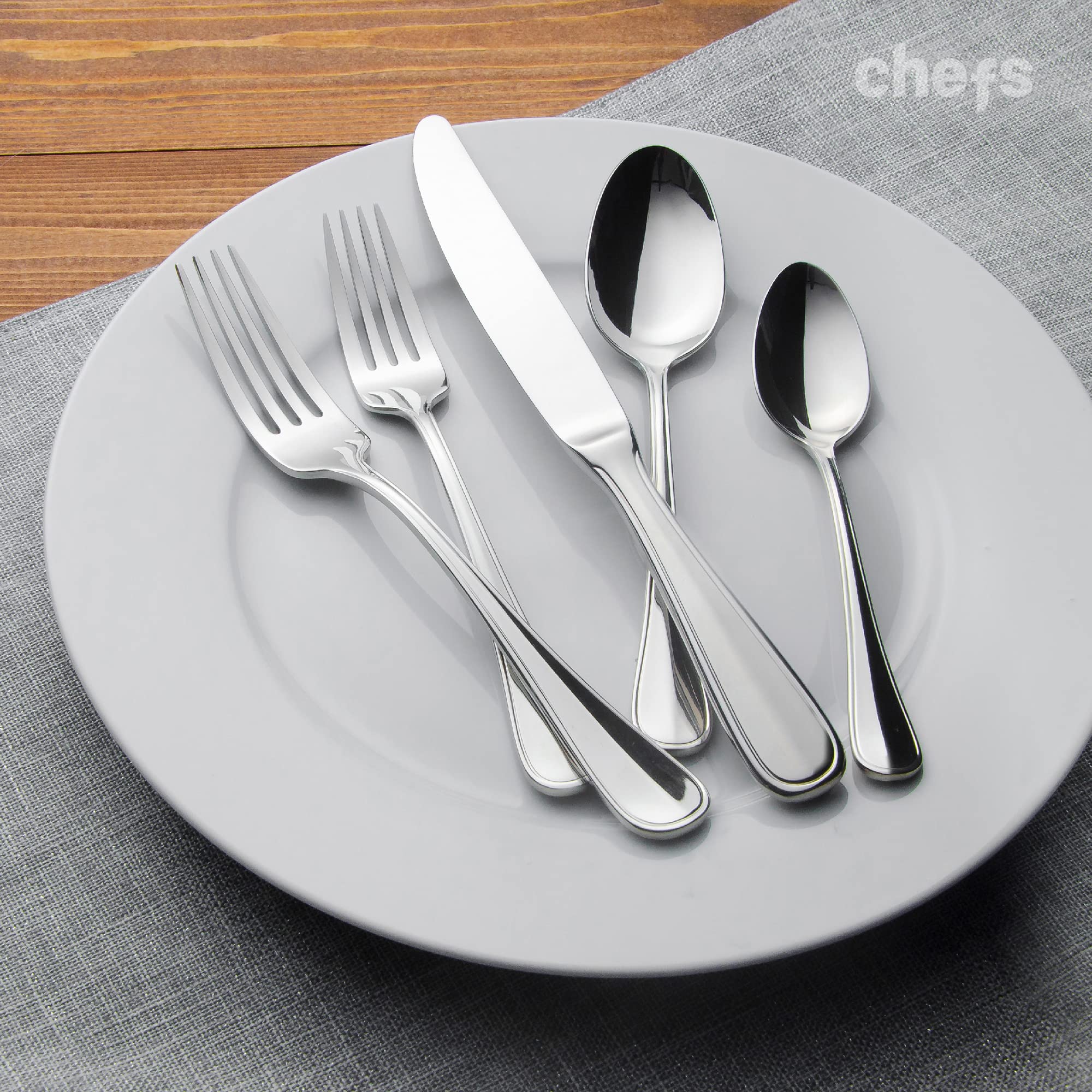 Premium CHEFS Flatware Set - 44-Piece Stainless Steel Cutlery for 8 People, Elegant Calais Design - Perfect for Dinner Parties, Weddings & Upscale Dining