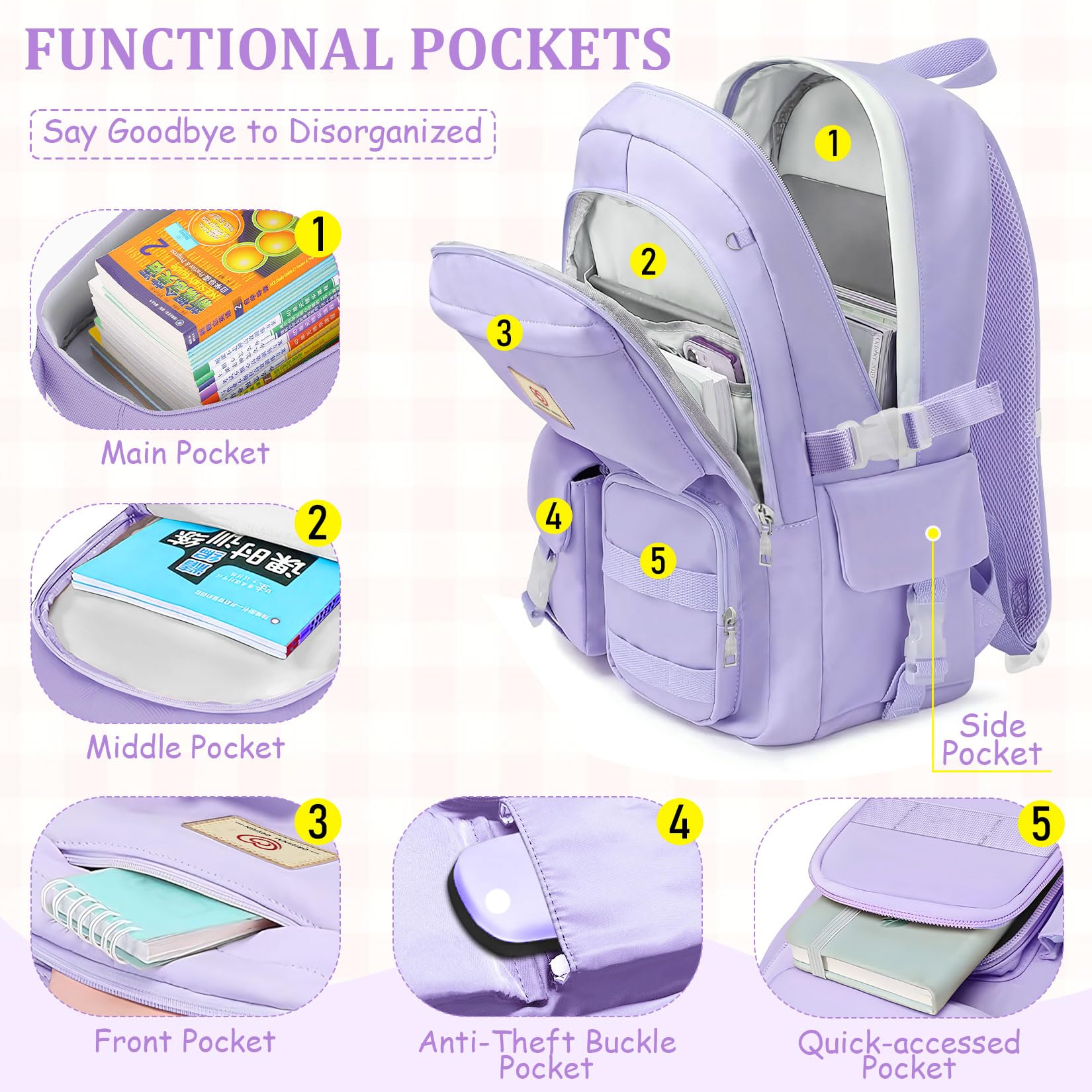 **Stylish Girls Backpack for School & Travel - 18