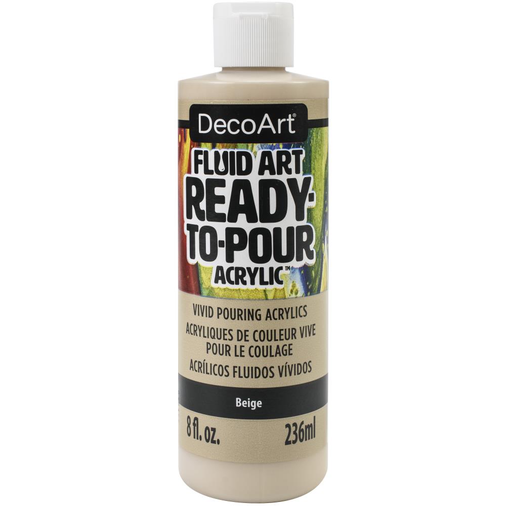 Beige FluidArt Ready To Pour Acrylic Paint - 8oz Bottle for DIY Canvas Painting, Home Decor & Abstract Art Projects | High-Quality Non-Toxic Paint for Artists & Crafters
