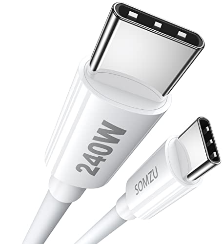 240W USB C to USB C Fast Charging Cable 3.3FT, 5A PD 3.1 Type C Charger Cord for Samsung Galaxy S23/S22/S21/S20/Note 20/Z Fold4, Google Pixel 7/6/5, Moto, LG - White | Perfect for Travel, Office & Home Charging