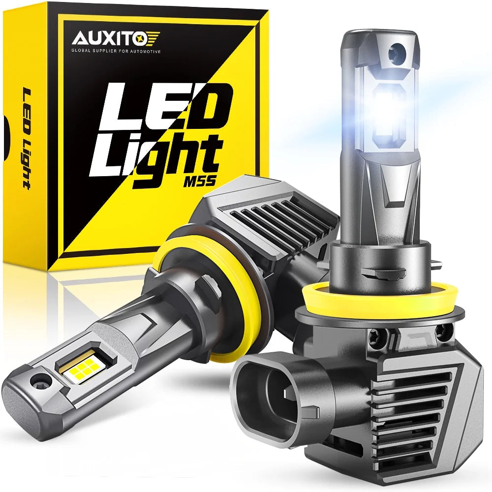 AUXITO H11 LED Headlight Bulbs - 22000LM 120W Super Bright 600% Brighter Wireless H11 Bulbs, 6500K Cool White H8 H9 Compatible, Pack of 2 - Perfect for Night Driving, Foggy Conditions & Off-Road Adventures