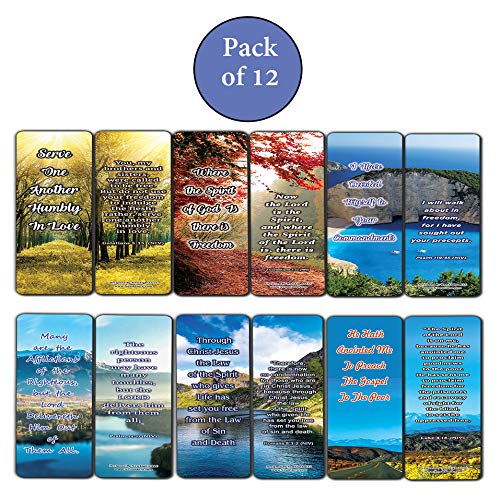 NewEights Inspirational Bible Bookmarks (12-Pack) - Bulk Religious Bookmark Set with Scripture Verses - Perfect for Ministers, Pastors & Bible Study Groups - Ideal for Church Events, Sunday School & Personal Devotion