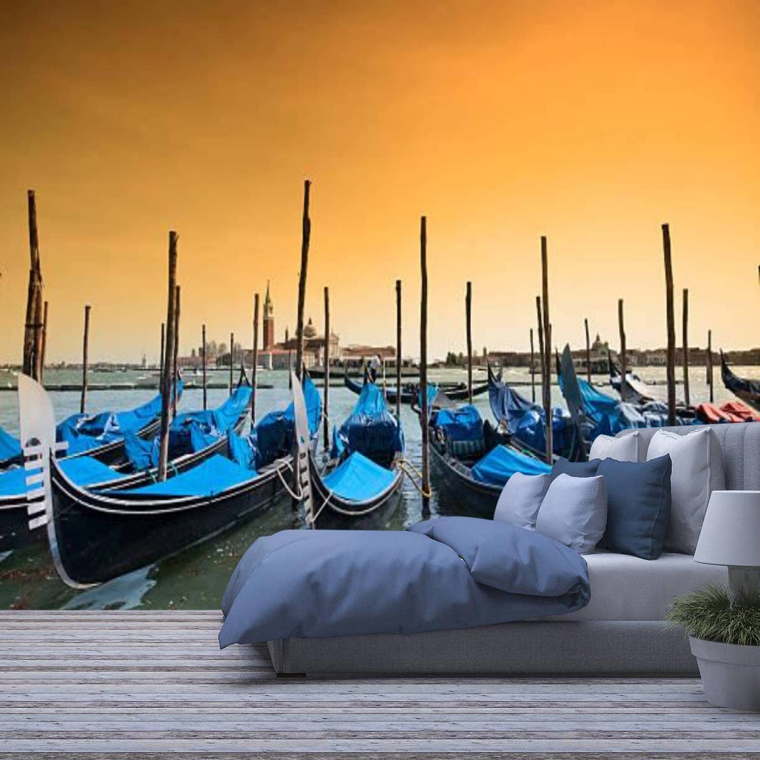 3D Removable Self-Adhesive Wallpaper - Venice Italy Gondola Wall Murals | Peel & Stick Wall Stickers for Living Room, Bedroom, Nursery & Office Decor | Perfect for Home Renovation & Interior Design Projects