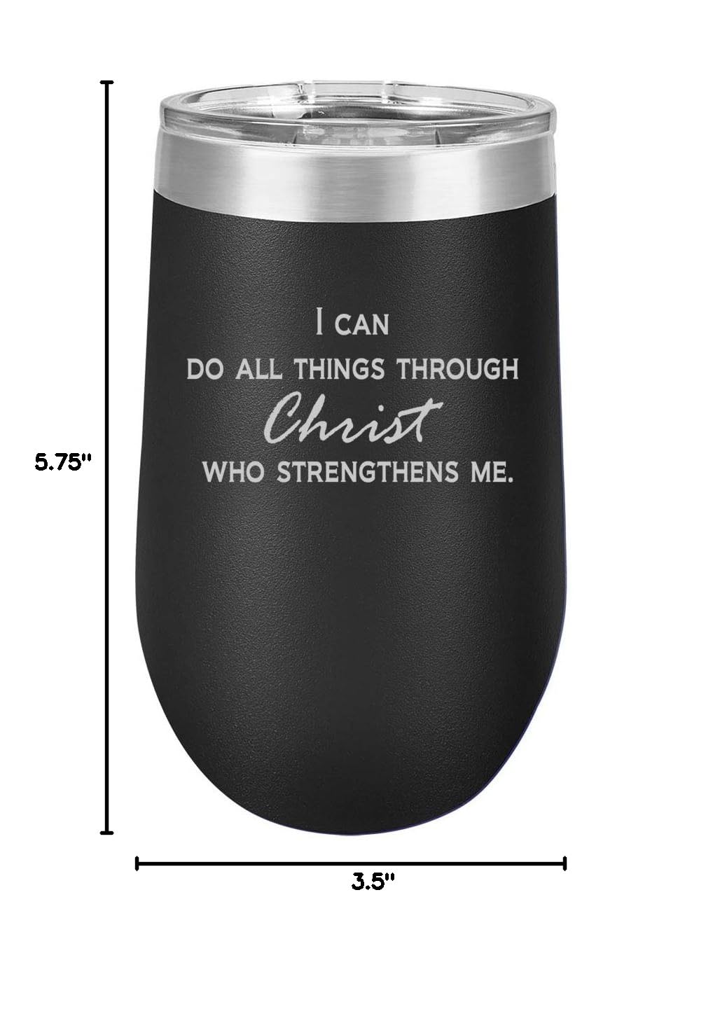 16 oz Double Wall Vacuum Insulated Stainless Steel Wine Tumbler - Stemless Coffee Travel Mug with Leakproof Lid - Bible Verse 