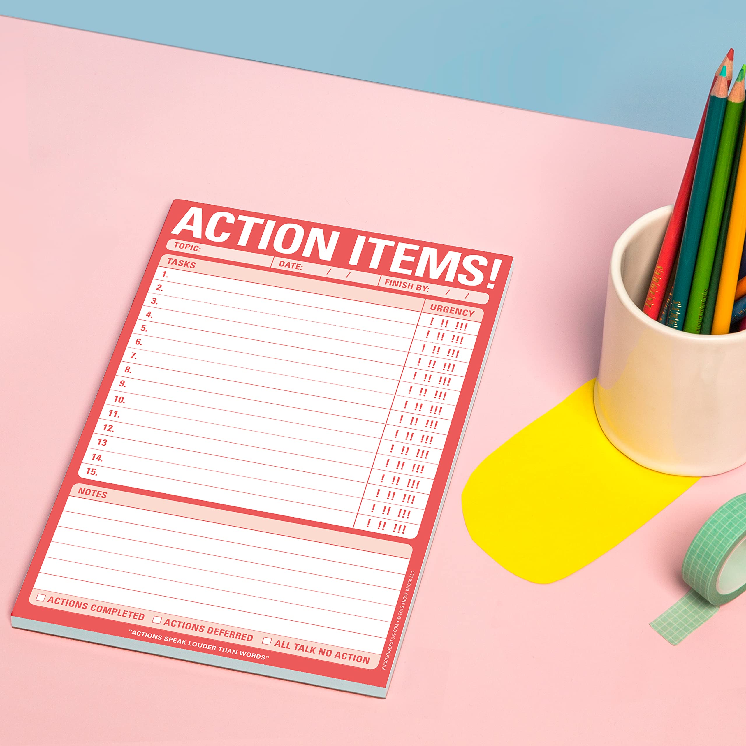 Knock Knock Action Notepads - Funny Office Pads, To-Do List Notepads (6x9 Inches) - Perfect for Office Humor, Gifts & Productivity Organization