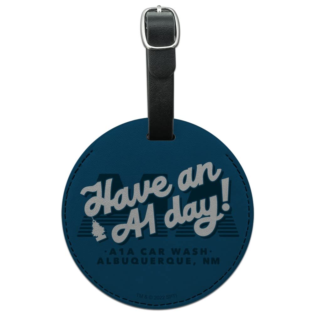 Breaking Bad A1A Car Wash Round Leather Luggage Tag - Durable Suitcase ID Tag for Travel & Carry-On Bags | Perfect for Business Trips, Vacations & Gift Giving