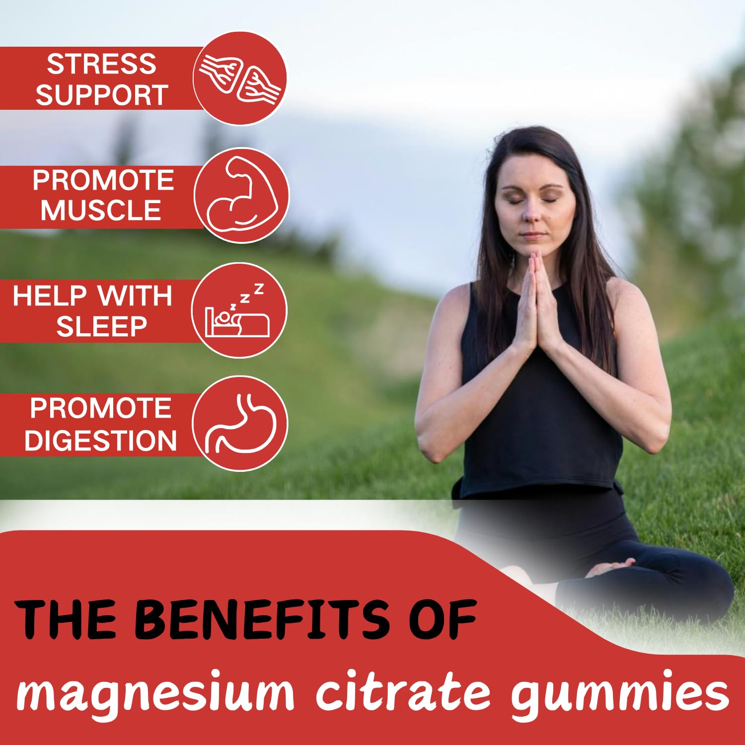 Magnesium Citrate Gummies for Adults - High Absorption Vegan & Non-GMO Supplement (60 Raspberry Gummies) - Supports Muscle Relaxation, Sleep & Stress Relief - Perfect for Active Lifestyles & Nighttime Routine