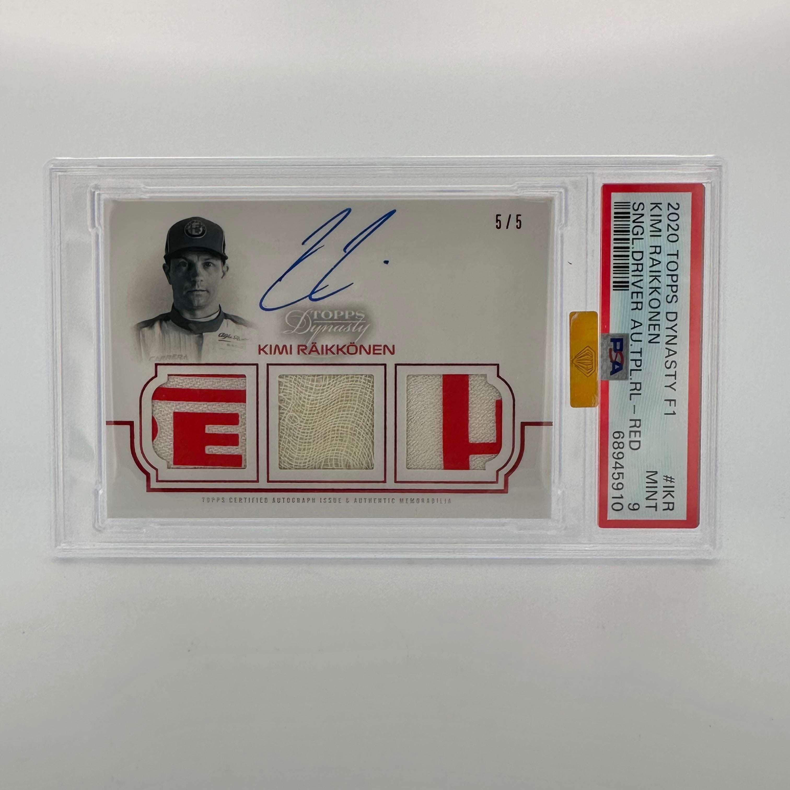 2020 Dynasty Kimi Raikkonen #TRA IKR Triple Relic Autograph PSA 9 5/5 Red - Perfect for F1 Collectors, Sports Memorabilia Displays & Racing Enthusiast Gifts