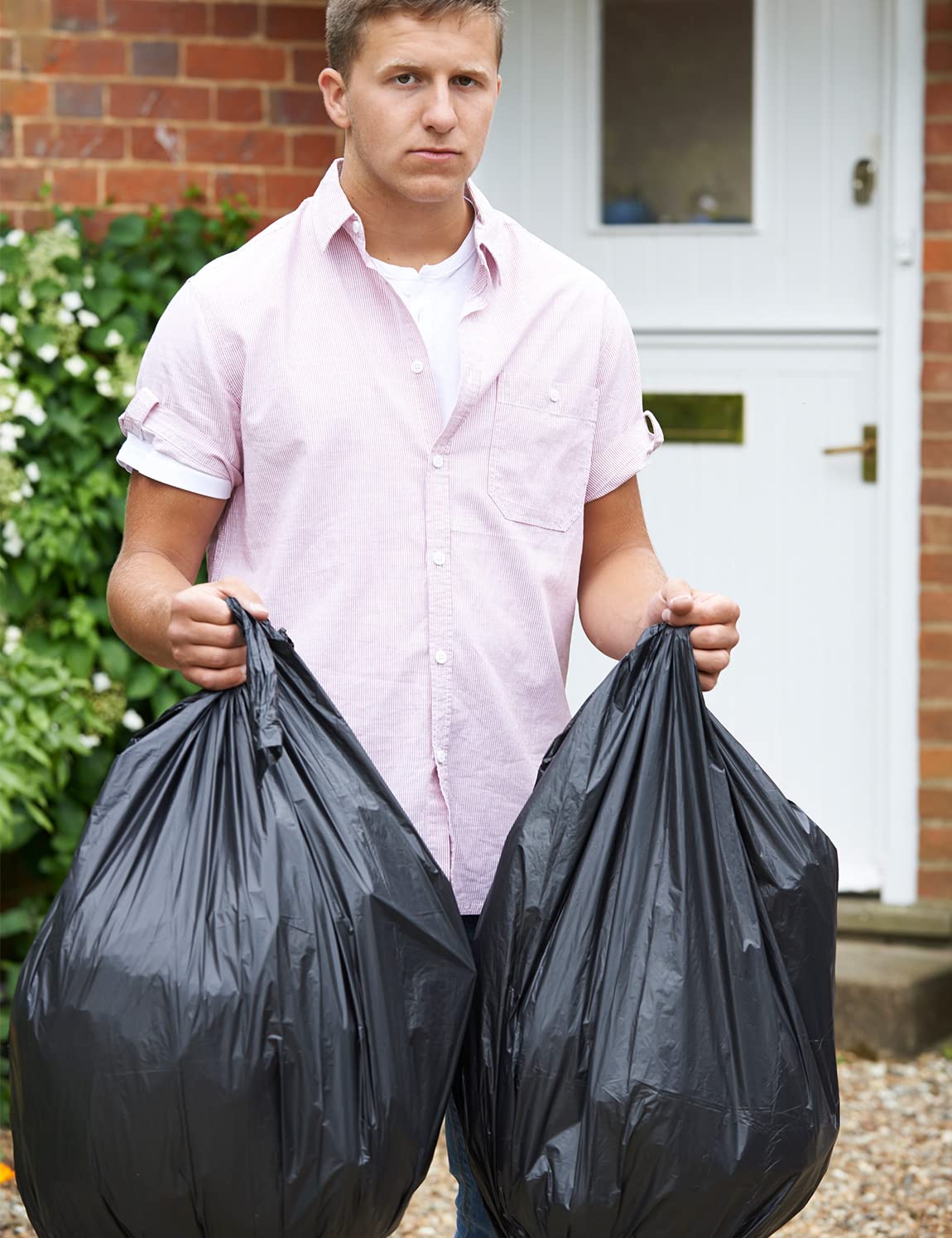 8 Gallon Trash Bags - 40 Count Heavy Duty Black Garbage Bags (55x65cm, 7g Each) | No Flaps, No Ties, Unscented | Perfect for Kitchen, Bathroom, Office & Outdoor Use