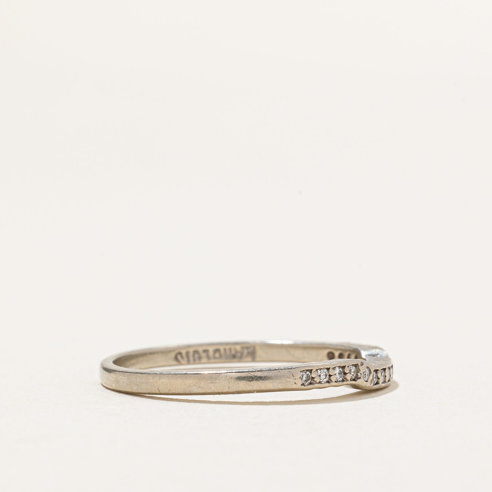Semi Eternity Diamond Contour Ring - 0.03ctw Sparkling Round Cut Stones - Size 6.75 - Elegant Stackable Band for Anniversary, Wedding & Everyday Wear