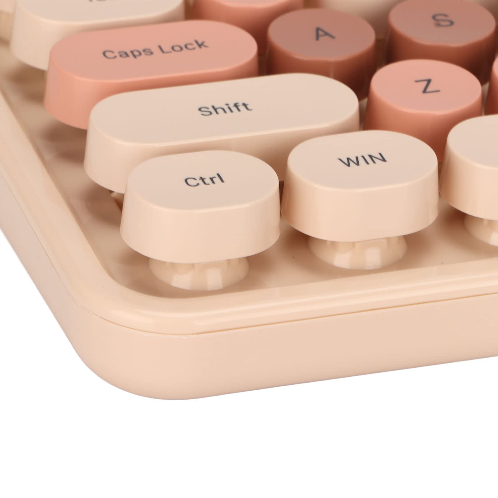 Retro Typewriter Keyboard & Mouse Combo - 104 Keys Ergonomic for Office, Gaming (Milk Tea)
