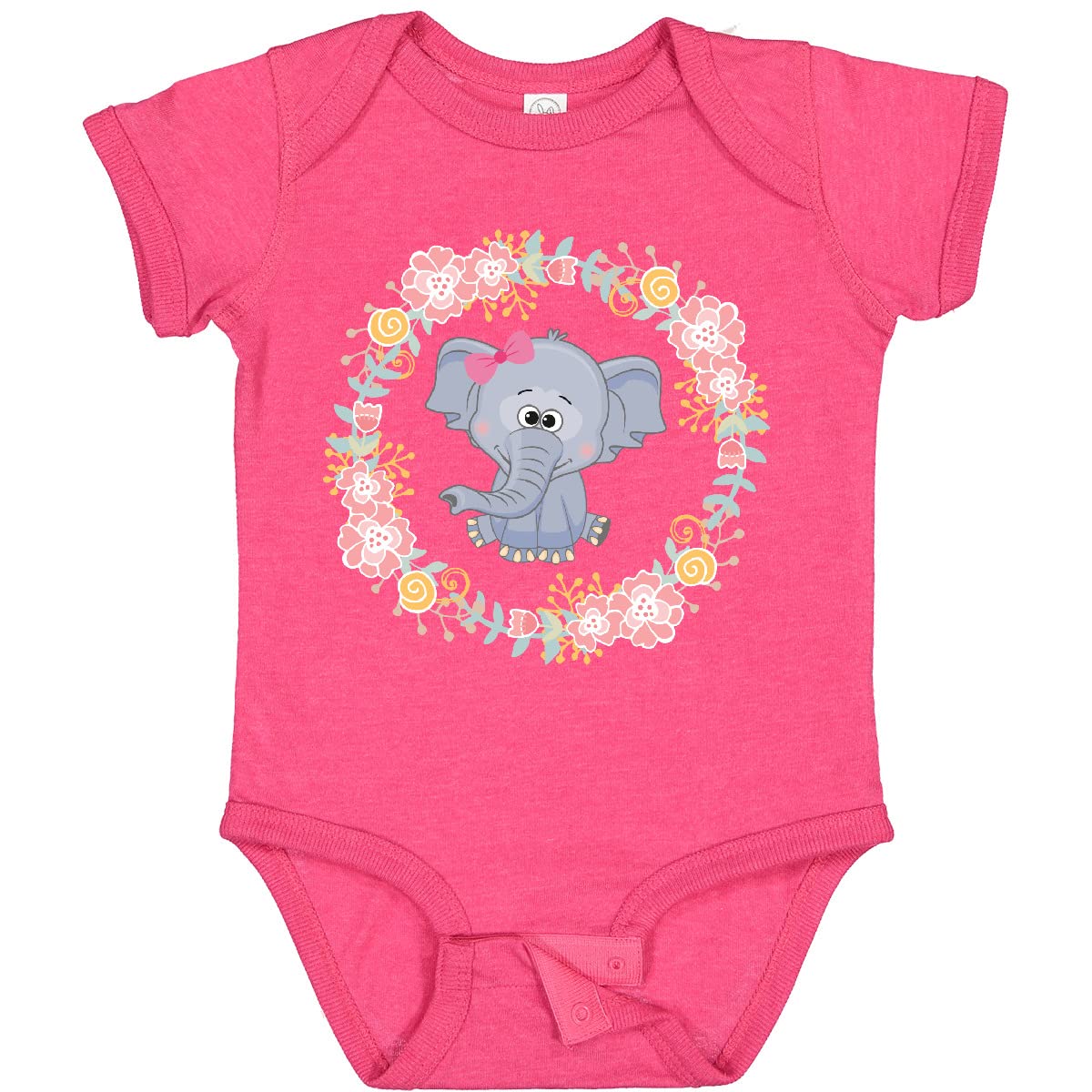 Inktastic Girl Elephant Rose Wreath Baby Bodysuit - Cute Outfit for Baby Girls, Infant Bodysuit for Special Occasions, Birthday, Photo Shoots & Family Gatherings