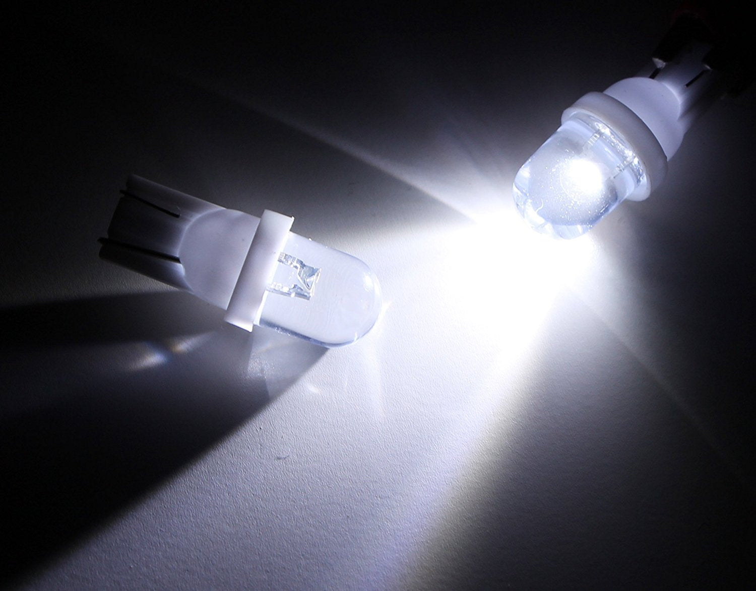 10-Pack White 1 LED 168 175 194 2825 W5W T10 LED Bulbs - Super Bright Car Interior Lights for Dome, Map, Trunk & License Plate Lighting
