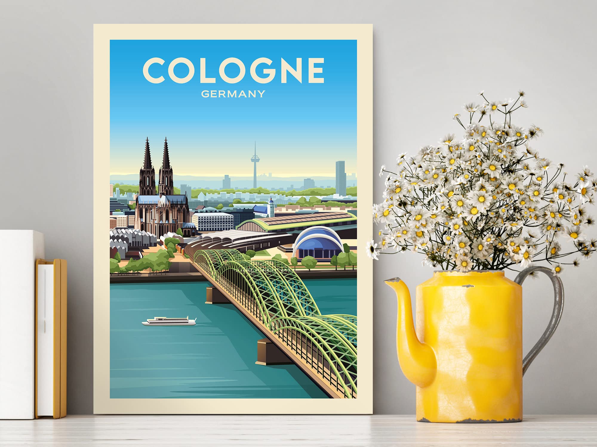 Germany Travel Print - Cologne Hohenzollern Bridge Poster, Cologne Illustration Wall Art for Home & Office Decor | Perfect Gift for Travel Lovers & Germany Enthusiasts
