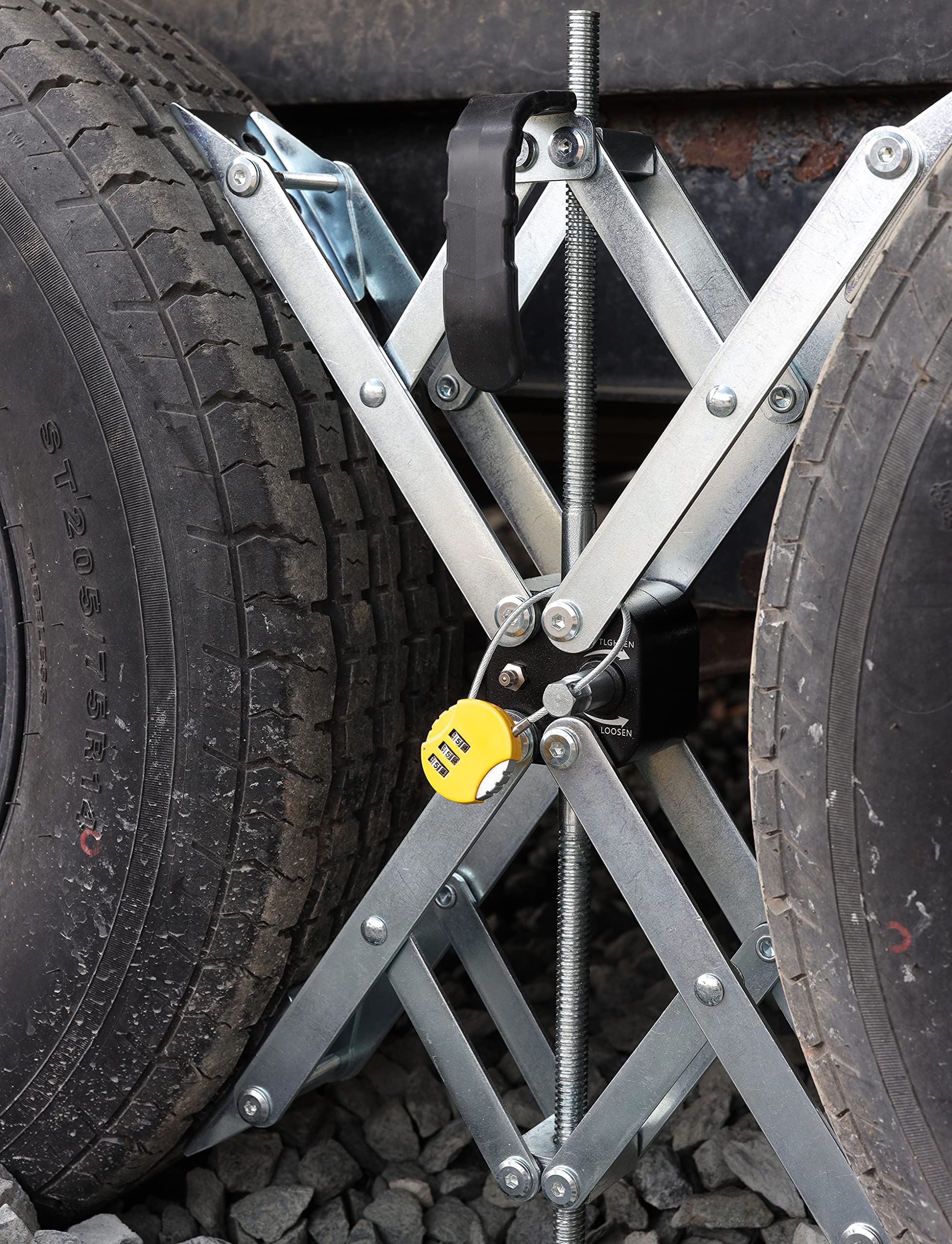 X-Shaped Wheel Chock Stabilizer for RV Travel Trailer - Adjustable with Drill - Dual Axle Tire Stabilizer for Camping (2-Pack XL) - Perfect for Leveling Your Camper on Uneven Grounds