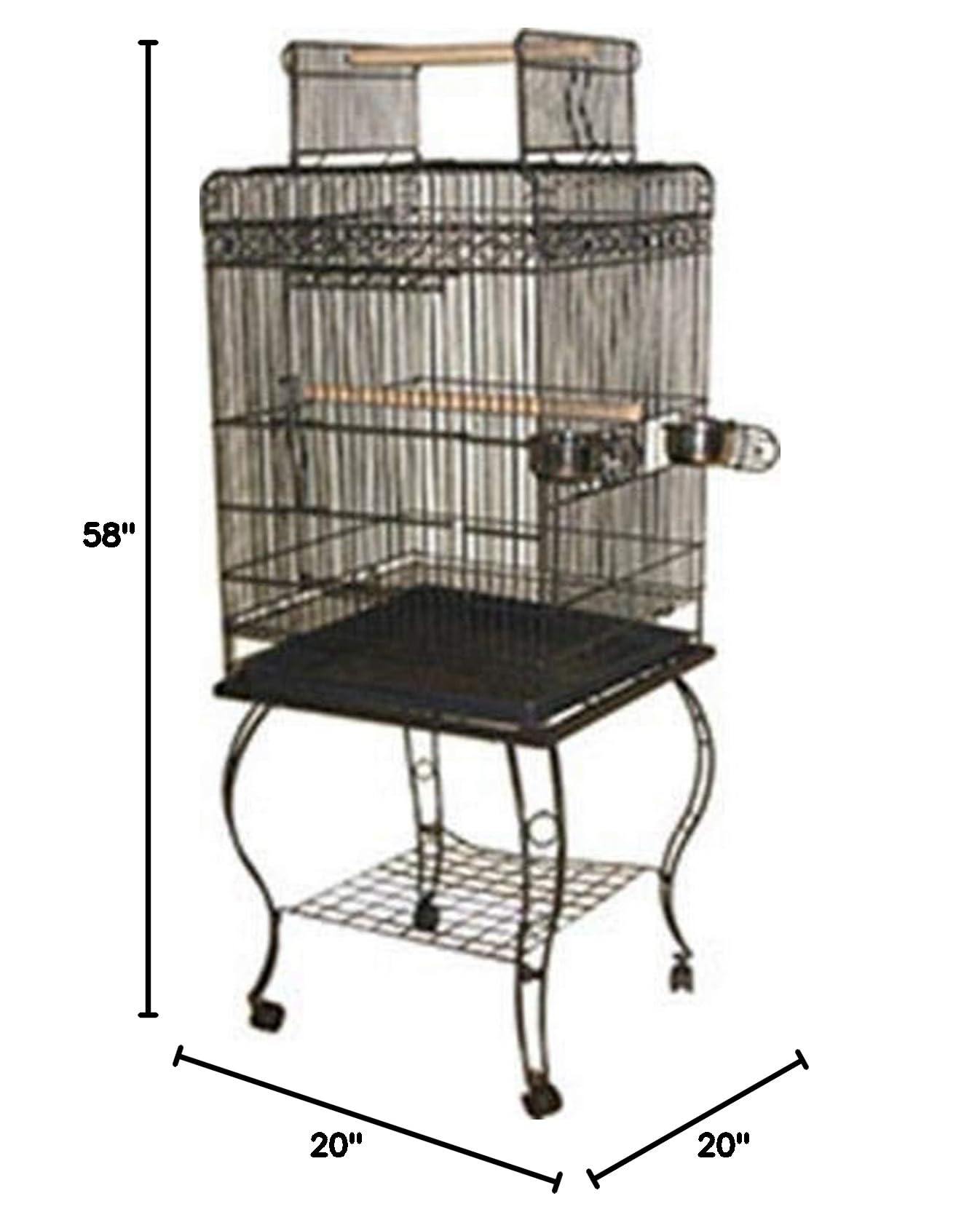 A&E Cage 600H Black Economy Play Top Bird Cage - Large Wrought Iron Flight Cage for Parakeets, Finches & Small Birds - Perfect for Home, Office or Pet Store Display
