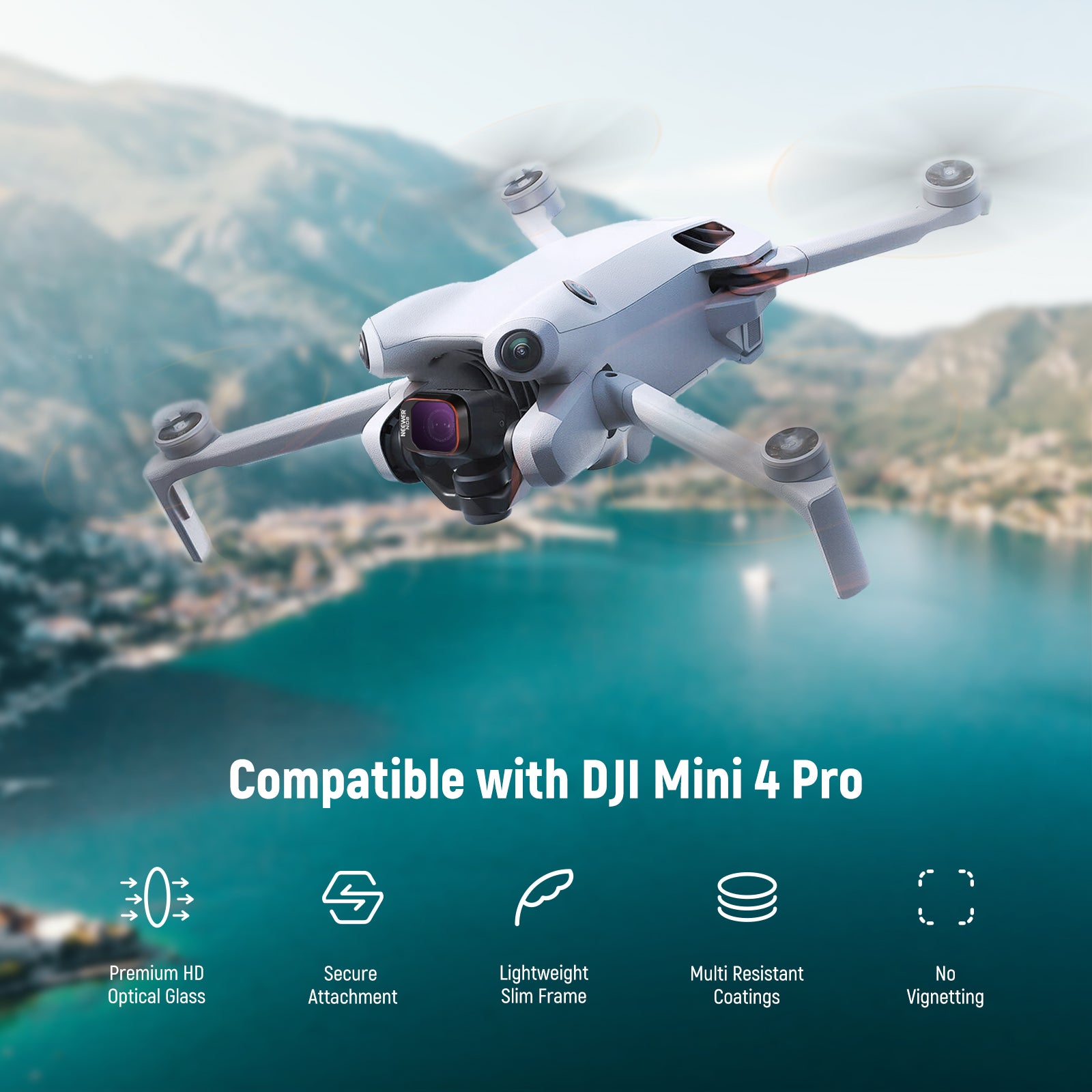 NEEWER FL A34 6-Pack Snap-On ND & CPL Filter Kit for DJI Mini 4 Pro Drone - Perfect for Aerial Photography, Videography, and Cinematic Shots in Bright Sunlight
