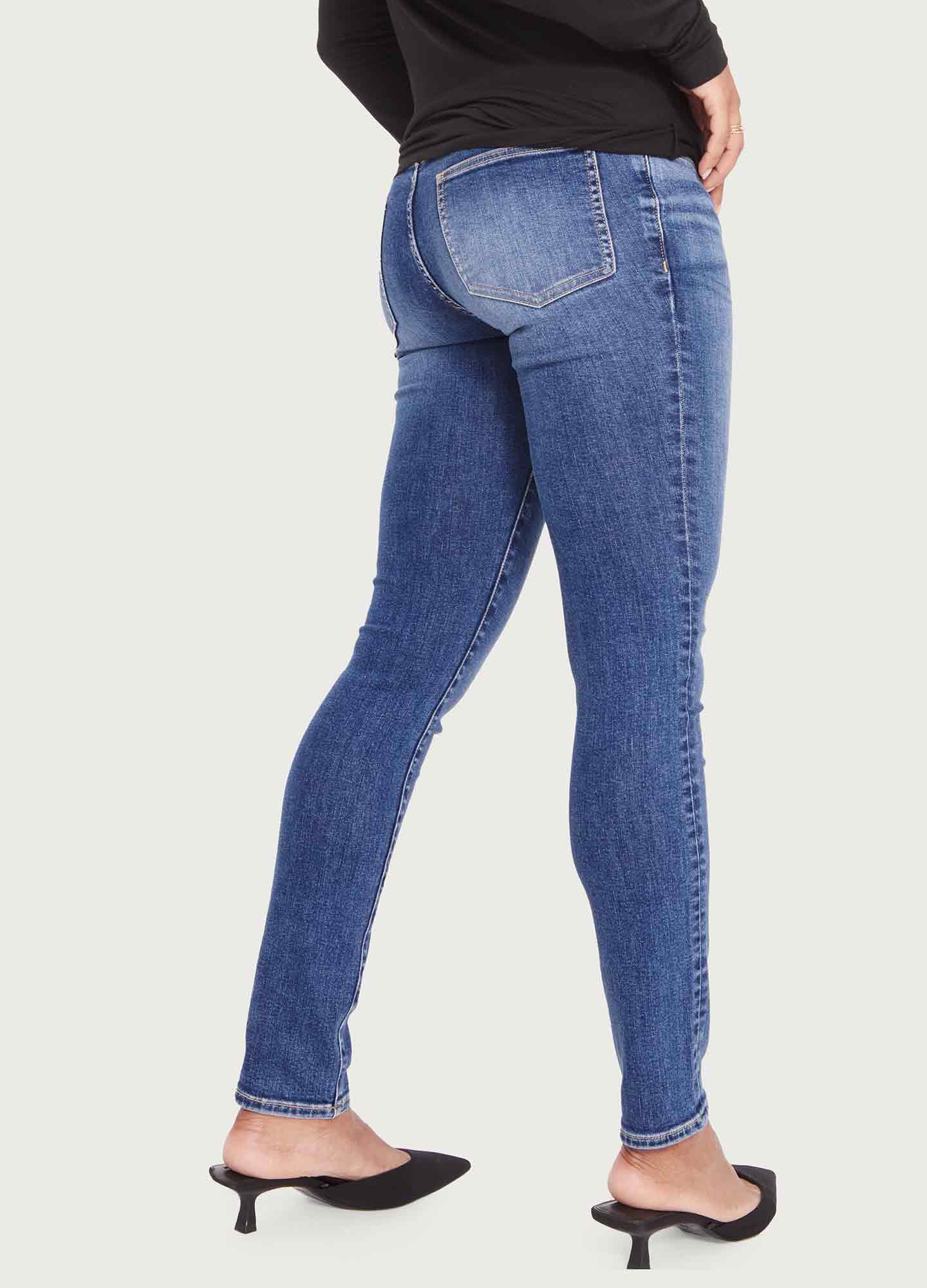 Stylish Over The Bump Slim Maternity Jeans for Pregnant Women - Comfortable Stretch Denim Pants for Everyday Wear & Maternity Photos