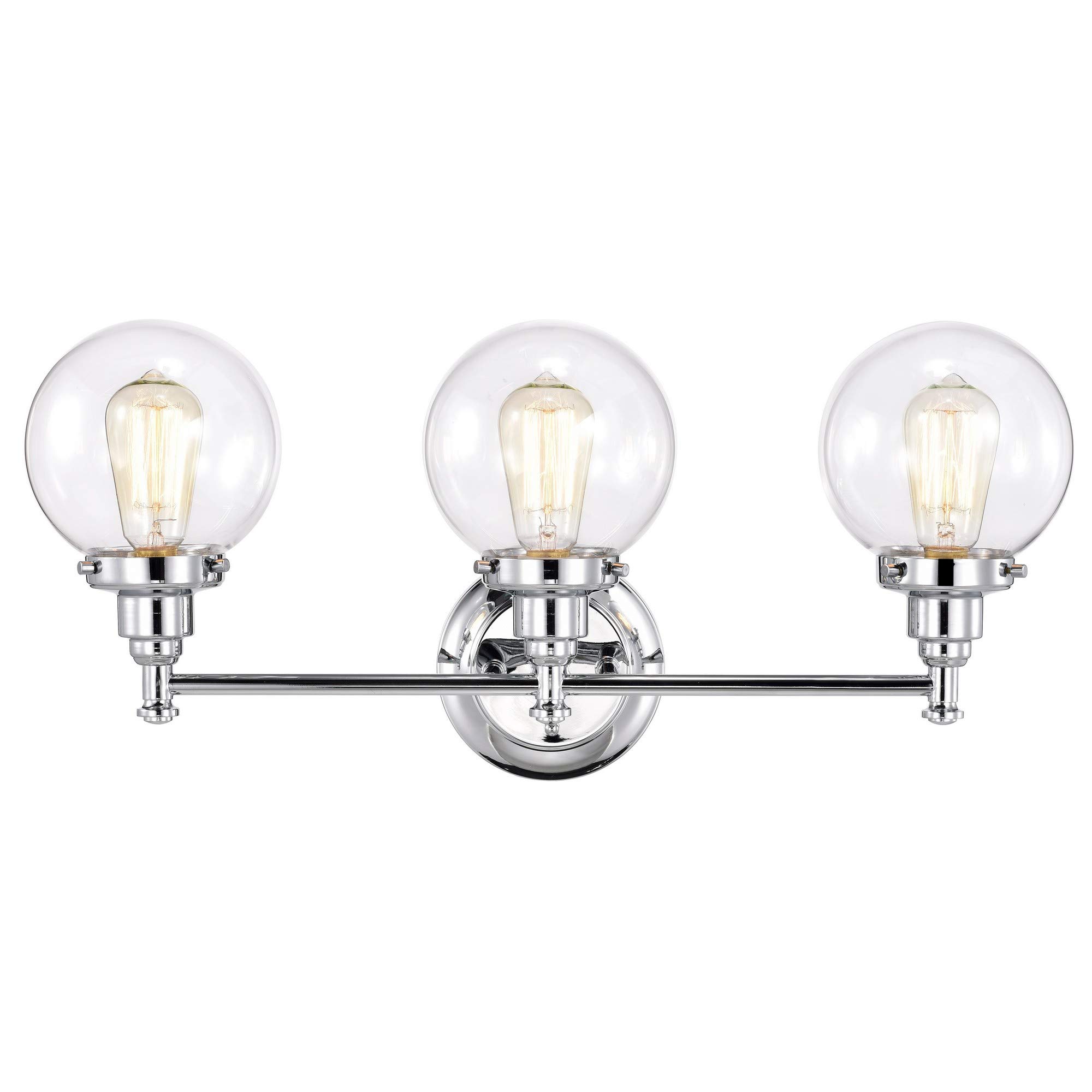 Benjara CH2S118CM24-BL3 Milo Transitional 3-Light Bathroom Vanity Light Fixture 24