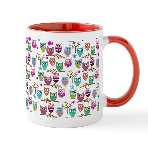 White/Red Inside - Happy Owls Mugs
