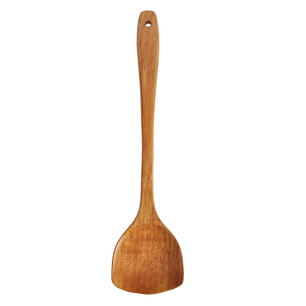 Non-Stick Wooden Spatula for Cooking - Long Handle Wok Shovel & Rice Scoop - Perfect for Kitchen, Dining & Bar Use - Ideal for Stir-Frying, Serving Rice, and Food Preparation (Brown, One Size)