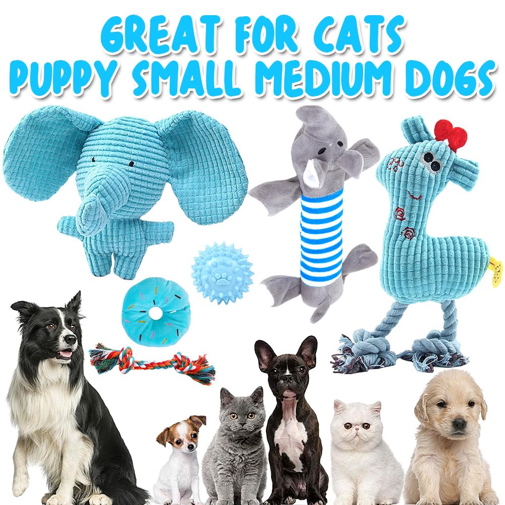 Speedy Panther 6Pcs Dog Chew Toys for Small & Medium Dogs - Puppy Teething Toys for 8+ Weeks, Durable Plush Dog Toy Set | Perfect for Indoor Play, Training Rewards & Anxiety Relief