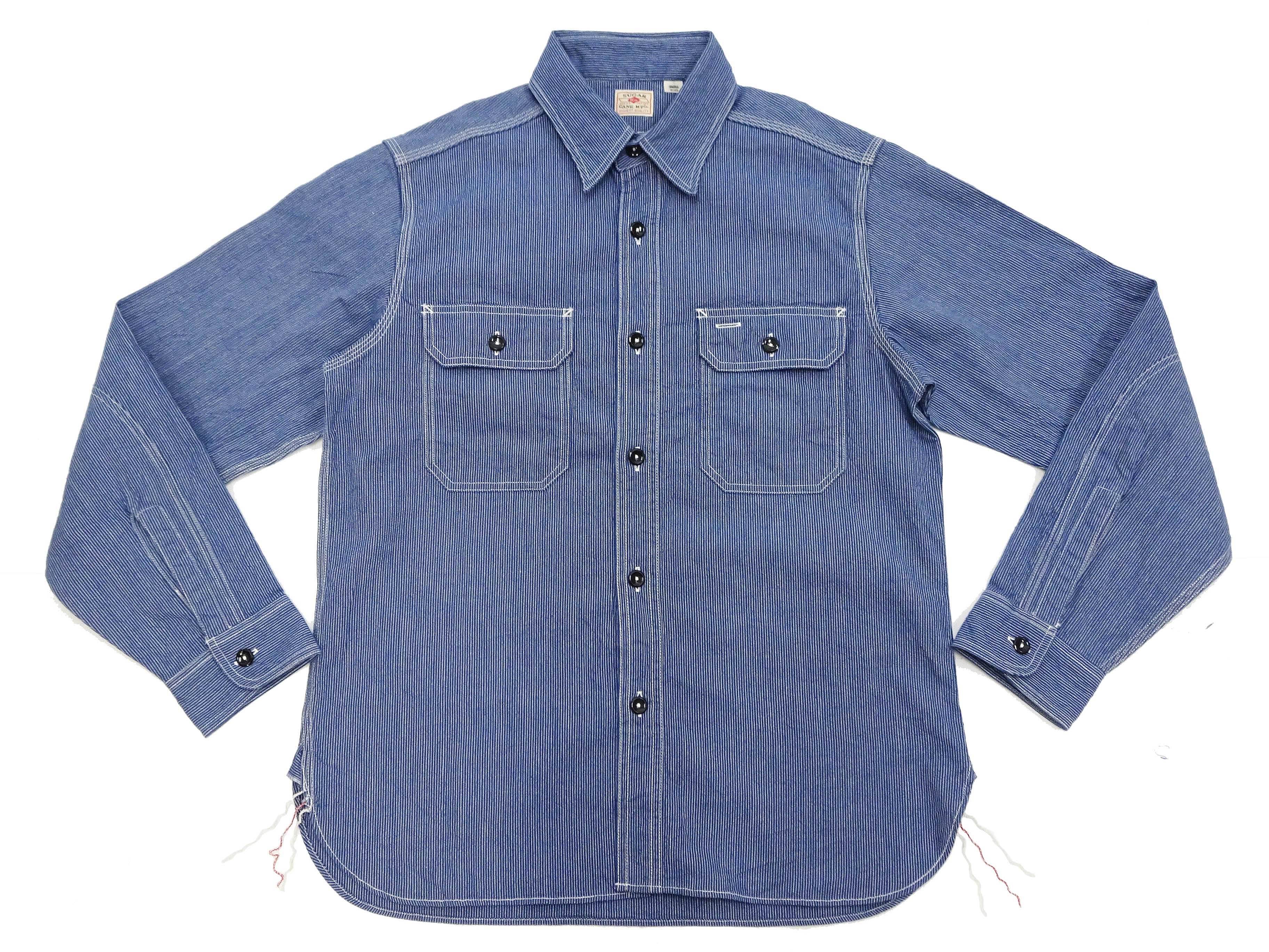 Men's Casual Long Sleeve Button-Up Shirt - Sugar Cane Work Shirt with Vertical Hairline Stripe Pattern, Denim & Corduroy Style (SC25511-128 Navy Blue) - Perfect for Workwear, Outdoor Activities & Everyday Fashion