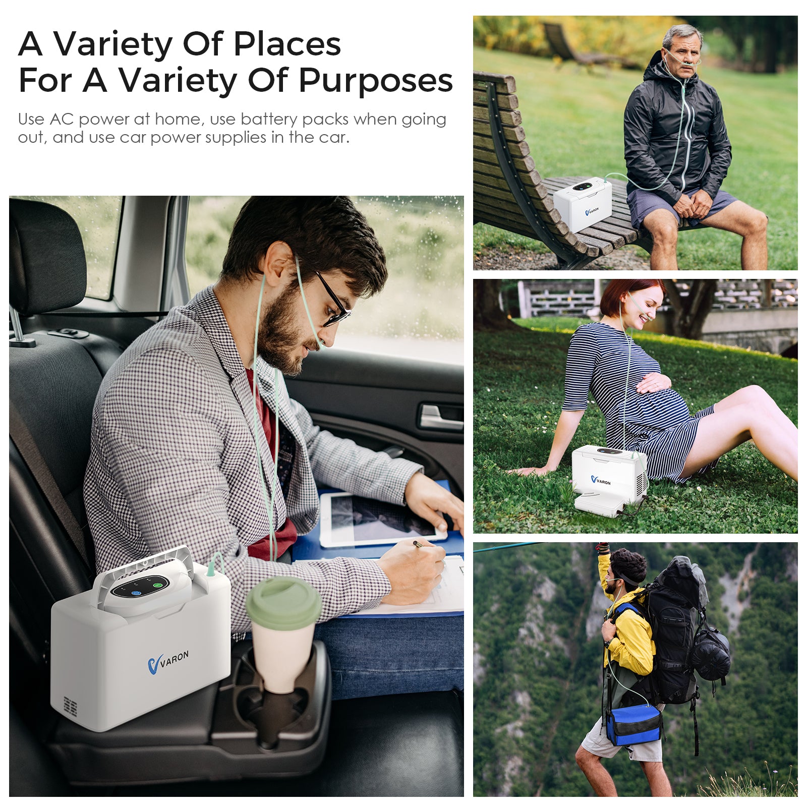 Lightweight 3L/min Portable Oxygen Concentrator - Only 3.3lbs with 8-Cell Battery (5 Hours Runtime) - Ideal for Travel, Outdoor Activities & Home Use - Includes Blue Shoulder Carry Bag