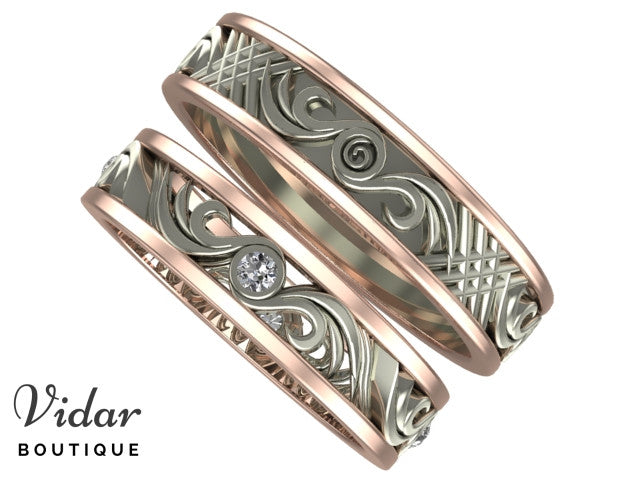 His and Her Matching Wedding Bands Set - 14K Gold or Platinum Couple Rings for Men and Women - Perfect for Anniversaries, Engagements & Romantic Gifts