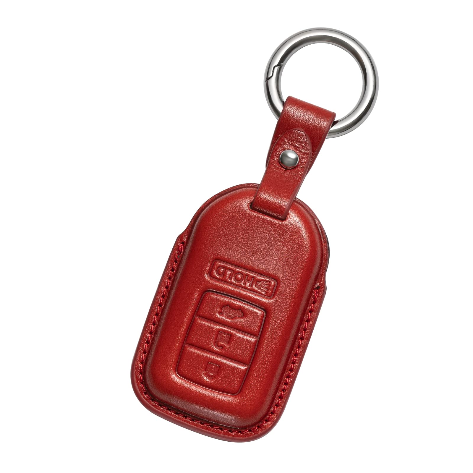 Premium Red Leather Key Fob Cover for Honda - Compatible with Accord, CRV, Civic, HRV, Insight, Passport, Pilot, Ridgeline | Durable Key Chain Holder & Car Key Protector | Perfect for Everyday Use & Car Accessories Collection