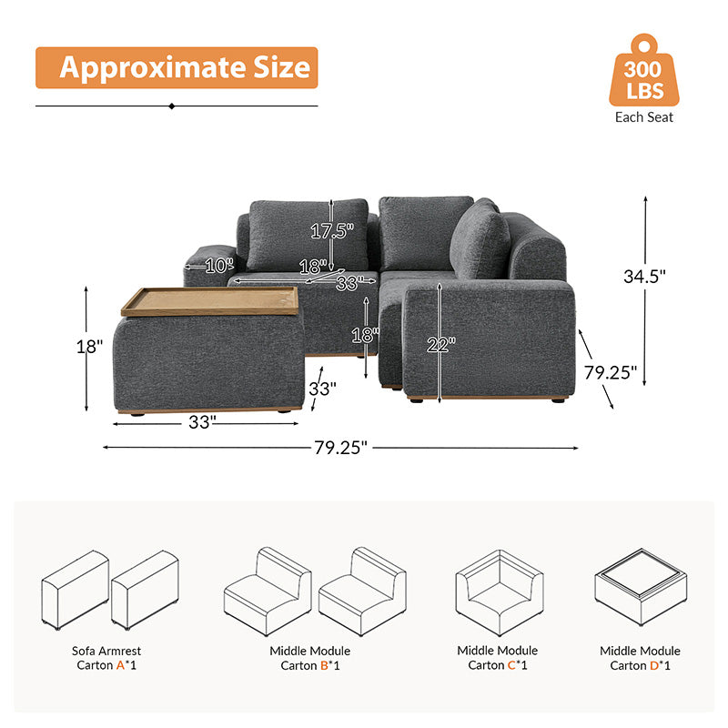 Premium Terra Cloud Sofa with Built-in Table - Modern Comfort for Living Room, Lounge & Outdoor Relaxation