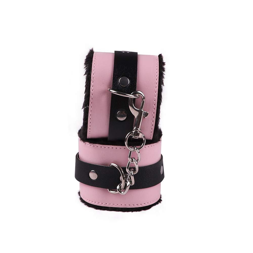 Fluffy Wrist Leather Handcuffs Bracelet - Soft Plush Lining Role Play Accessories for Couples, BDSM, Cosplay & Yoga | Detachable Exercise Bands for Home, Gym & Party Jewelry